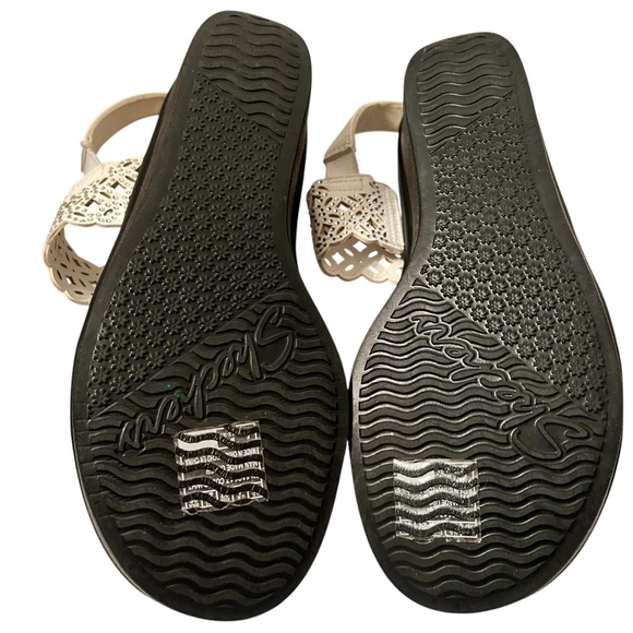 Skechers Cali Lux Foam White Sparkly Bands Wedge Shoes Size 6 - Picture 6 of 6